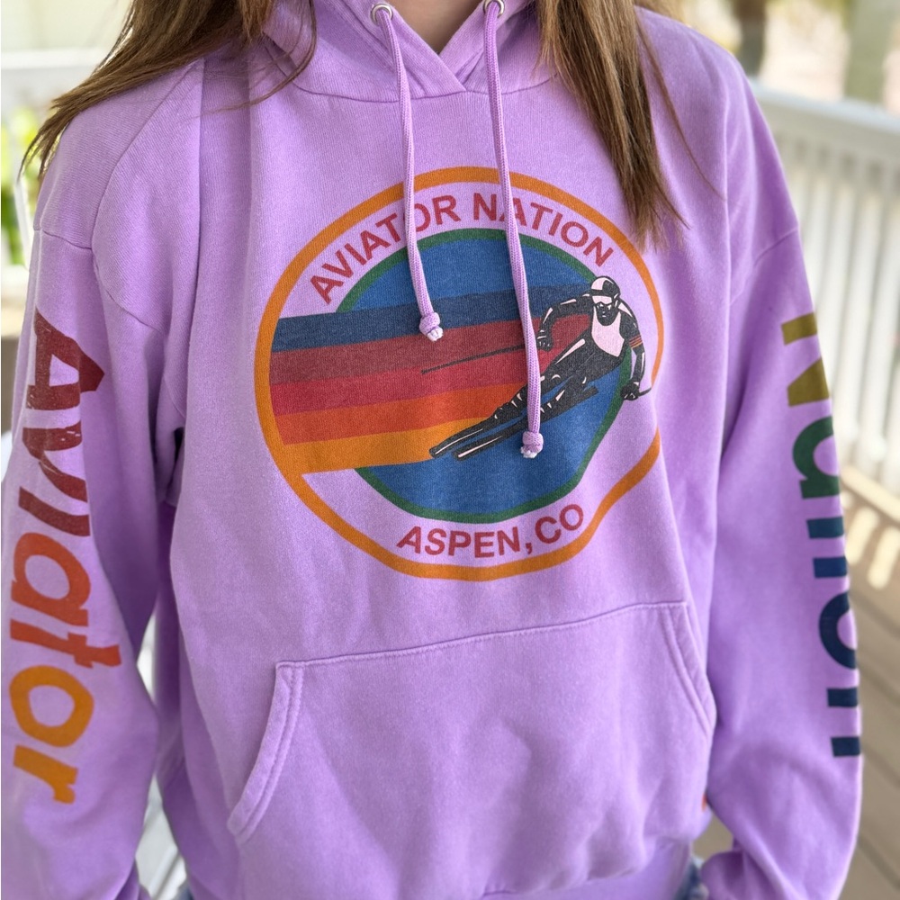 Aviator Nation Aspen Relaxed Pullover Hoodie - Purple